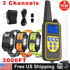 3000 FT Remote Dog Shock Training Collar Rechargeable Waterproof LCD Pet Trainer