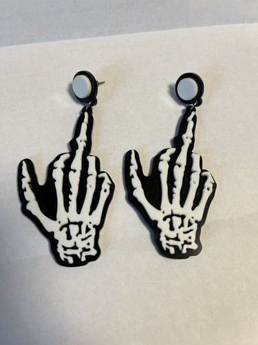 Skeleton Middle Finger Earrings
