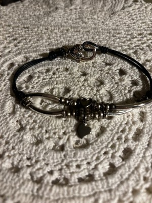Lizzy James Cheyenne Heart Charm Anklet   Handmade Blue Leather & Silver Boho
