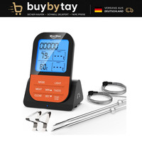 Fleischthermometer Kabellos Digital Grillthermometer Mit Timer 2 Sonden Bbq