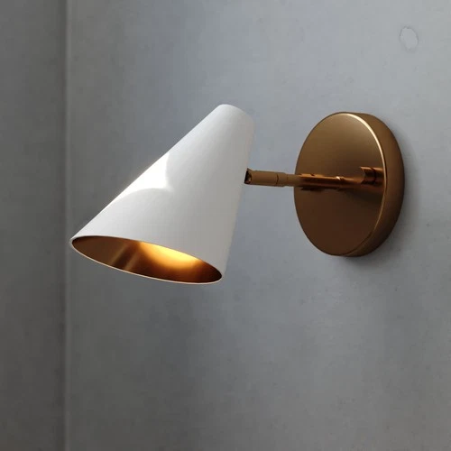 Vaxcel Lighting W0438 Pryce 7" Tall Bathroom Sconce - Matte White / Satin Brass - Picture 8 of 12