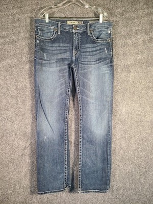 BKE Carter Jeans Mens 33L Blue Denim 33x34 Regular Fit Straight Leg