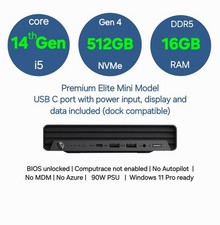 HP Elite Mini 800 G9 Intel  i5 14th Gen 14500T 16GB DDR5 RAM, 512GB SSD