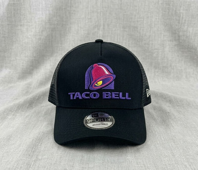 Taco Bell Restaurant Logo Embroidered Black Trucker Hat Mesh Cap Adjustable
