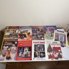Lot Of 9 VTG Needlework Plastic Canvas Craft Instruction Leaflets And Magazines