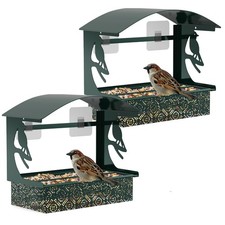 Window Bird Feeder with Heavy-Duty Adhesive Hooks for Outside,All-Season Metal