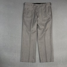 Haggar Dress Pants Mens 36x29 Gray Heathered Classic Fit Flat Front Polyester