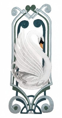 Beyond Vision Custom Bird Art Deco Swan Embroidery Iron On/Sew Patch (3.74'' x 9.