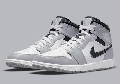 Nike Air Jordan 1 Mid Light Smoke Grey Men's White Sports Sneaker