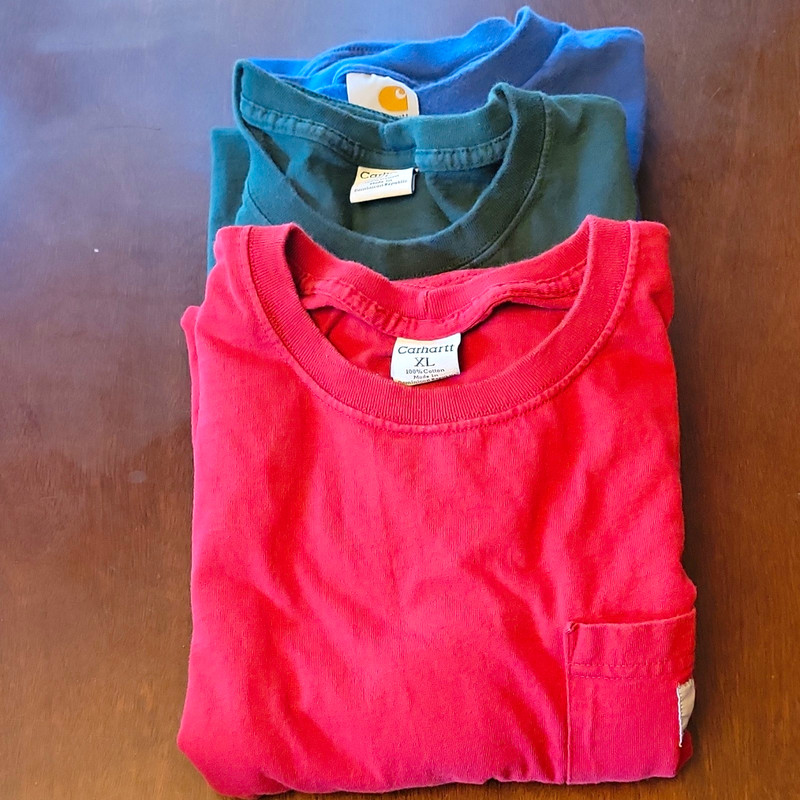 Carhartt Men’s XL Pocket T-Shirt Lot of 3 Solid Crew Neck 100% Cotton