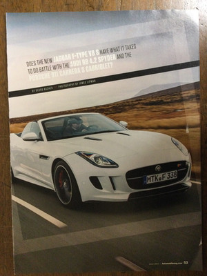 Misc 4799 Article Comparison Jaguar F Type Audi R8 Spyder Porsche 911 ...