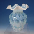 Fenton Art Glass - Light Blue Opalescent Coin Dot Vase - 5¼ inches