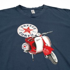 Corfu Greece T Shirt Mens Large Vespa Travel Tee T-Shirt Blue Vacation Retro