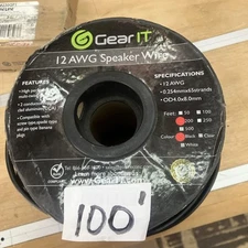 GearIT 12 AWG 2 Conductor Speaker Wire (100 Ft) Measured