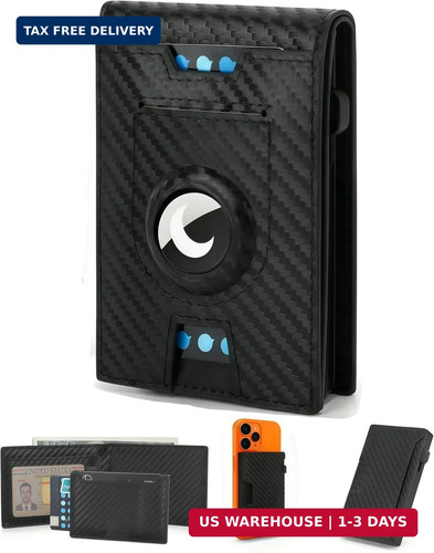 Men's AirTag Wallet - Slim Magnetic Pop Up Card Holder with RFID Blocking Birthd