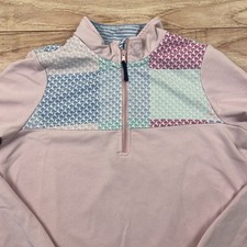 Vineyard Vines for Target Girl 1/4 Zip Pink Pullover Patchwork Whale Sz XL 14-16