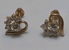 14k Gold Heart Cz Earrings Stud Post Screwback Earrings Tested Valentine's Day