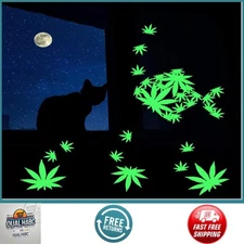 104 pcs Glow in The Dark Pot Leaf Stickers, Luminous Weed Decals for Home Decor
