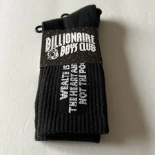 BILLIONAIRE BOYS CLUB MANTRA SOCKS BLACK “WEALTH IS OF THE HEART AND MIND”  OS