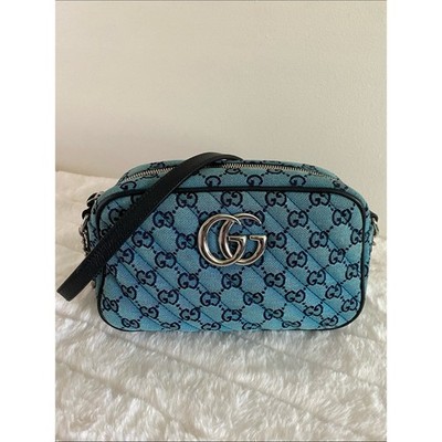 Gucci GG Monogram Marmont Canvas Shoulder Bag In Blue Multi