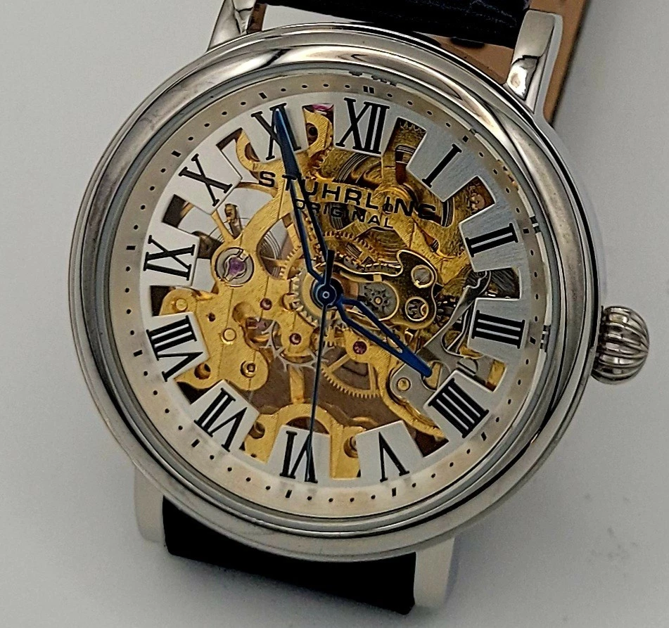 Stuhrling ST93202 Mans Mechanical Watch 17Jewels Skeleton Exhibition Ca 38mm New - Image 3 of 4