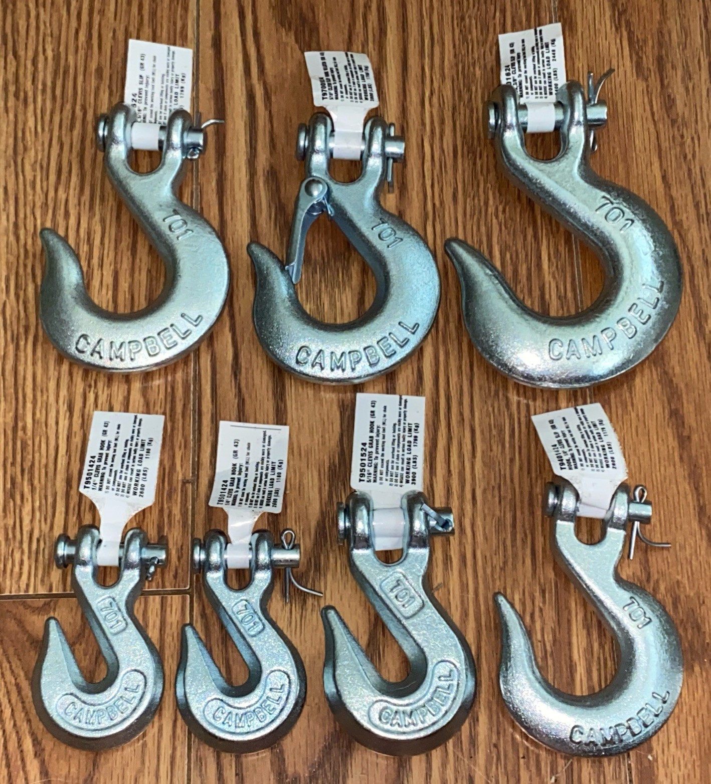 NEW Campbell Clevis Grab & Slip Hook Lot Of 7    FREE SHIPPING