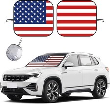 2 PCS Car Windshield Sun Shade, Auto Sun Heat Color: Red Flag-M 28 31 inches