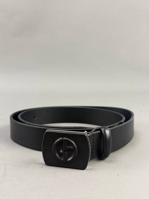 Giorgio Armani Black Leather Belt Show FW 24 Size 29