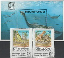 Niuafo'ou Set & S/S Singapore '95 Prehistoric Animals 1995 MNH-16 Euro