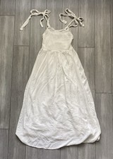 Hippie Rose White Womens Tie-Shoulder Maxi Dress Flowy Summer Breathable