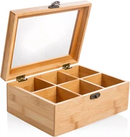 Wenco 555128 Teebox, 6 FäChern, Teeaufbewahrung Aus Bambus, Teebeutel Organizer,