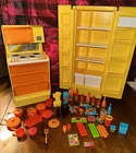 Vintage 1978 Barbie Dream House Yellow Kitchen Play Set Stove Fridge Accessories