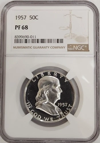 1957 PF68 Franklin Half Dollar NGC