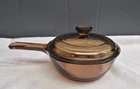 Vtg Pyrex Corning Vision Ware Amber Glass Cookware 0.5L Saucepan w/ Lid P-81-C