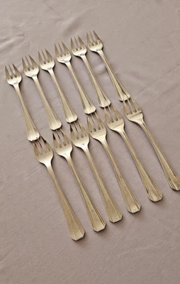 French Christofle Silver-Plated Oyster Forks x12. Boreal Lanel Art Deco Style - Image 1 of 4