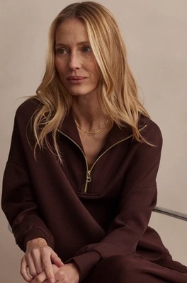 Varley Hawley Half Zip Sweatshirt Double Soft Brown Coffee Size Large NWOT