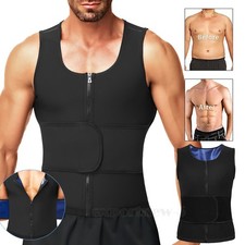 Sauna Vest for Men Waist Trainer Zipper Vest Workout Sweat Band Trimmer Belt