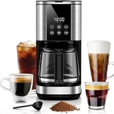 Kismile 10-Cup Coffee Maker – Touchscreen, Timer, Anti-Drip, 1.5L Tank - NIB