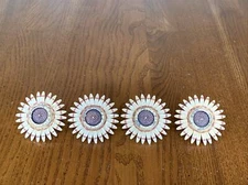 4 Vtg Metal Flower Curtain Tie Backs Push Pins Tacks Holders Drapery Sunflowers