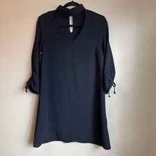 Zara Dress Size Small Black Choker 3/4 Sleeve Loose Fit Career Office Siren Soft