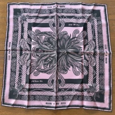 Sera' Fine Silk 100% Italian Silk Pink Floral Ornate Pocket Square Brand New