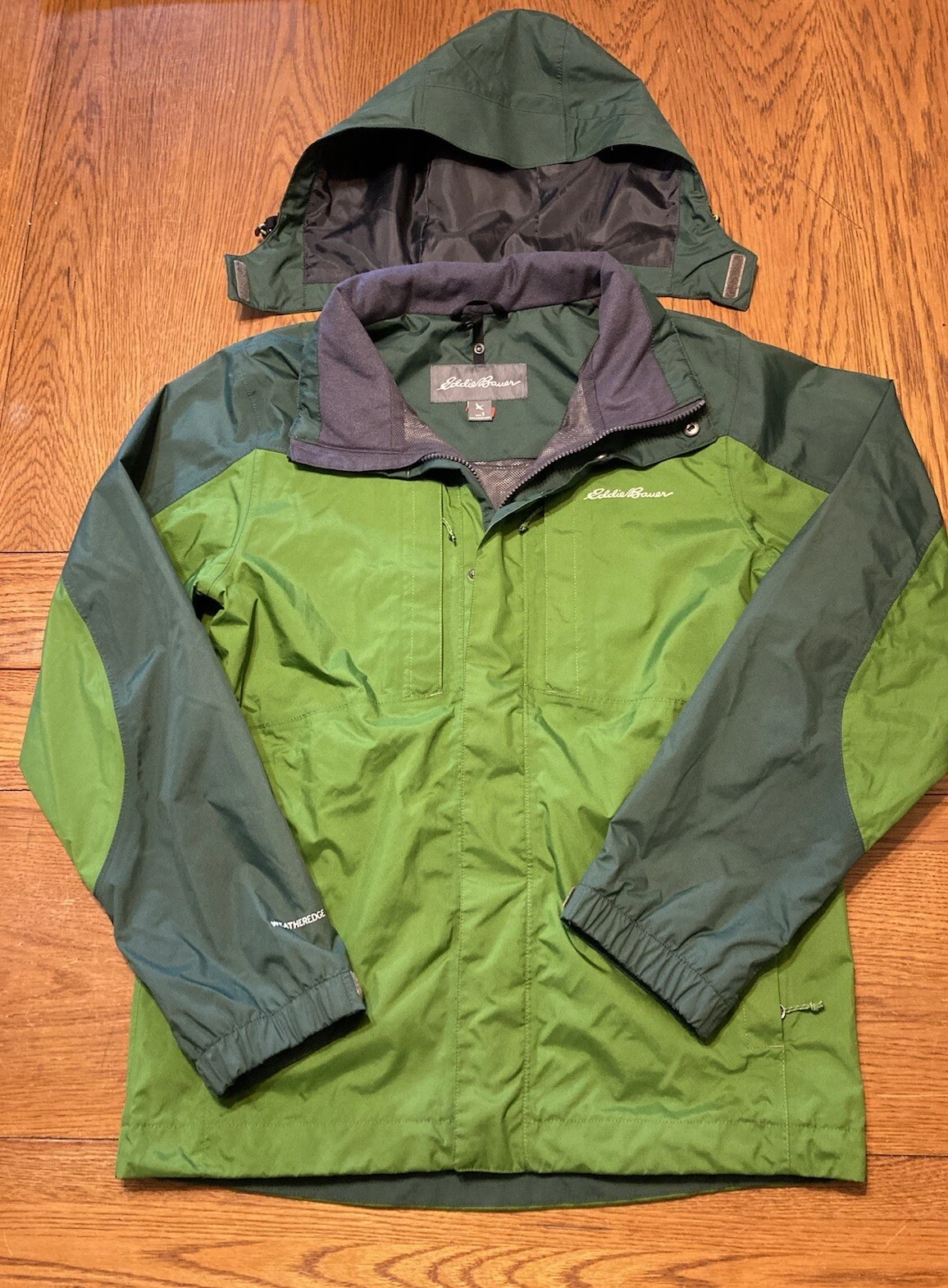 Men’s Eddie Bauer Weatheredge Green Windbreaker Rain Jacket Size Small