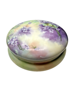 Antique Vintage Violet Floral Hand Painted T&V Limoges Bowl With Lid France