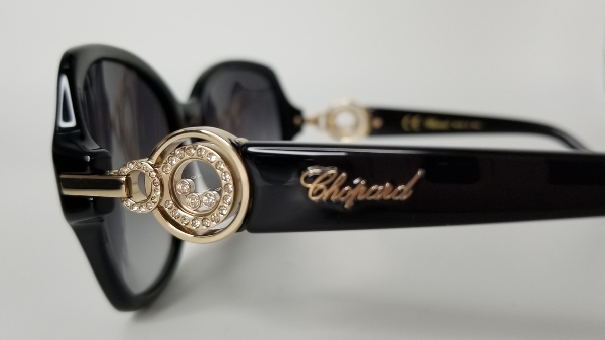 Authentic Chopard SCH206S 0700 Sunglasses Shiny Black 700 gold NIB