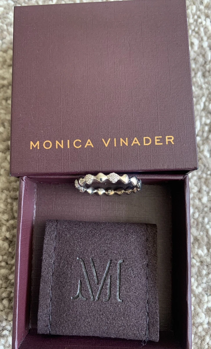 MONICA VINADER NURA TEARDROP MIXED ETERNITY DIAMOND RING SIZE S RRP 275