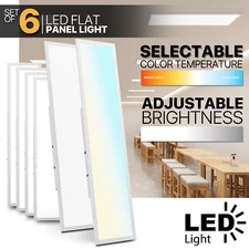 6 Pcs 1x4 LED Flat Panel Recessed Light 4000LM 5000K Dimmable Drop Ceiling Light