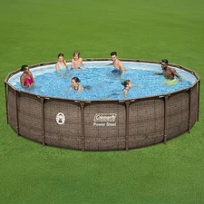 Coleman 18 ft x 48 in Power Steel Frame Round Above Ground Pool Set Easy Setup!