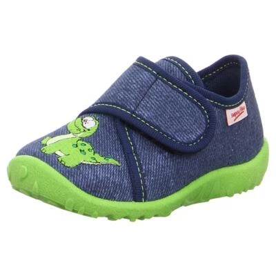 SUPERFIT Hausschuh 5-09254-80 niedrige Form Klett kleiner Drache blau Gr.18-25