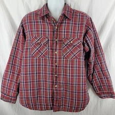 Vintage Woolrich Shirt Jacket Mens XL Red Blue Plaid Quilt Lined Shacket
