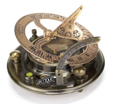 Vintage Brass Sundial Compass Nautical Sailor Pocket Marine Christmas Gift 4inch